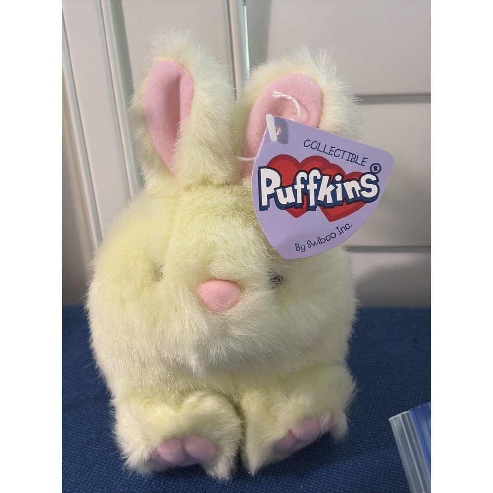 Puffkin Beanie Rabbit "Sunshine" Swibco 2000 NWT Yellow Plush Stuffed Animal